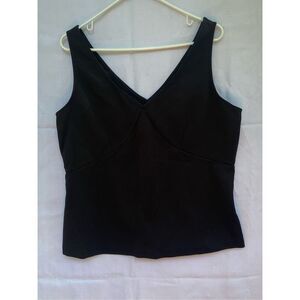 Everlane Black Sleeveless V-Neck Side Zip Tank Top XXL Minimalist Structured Fit